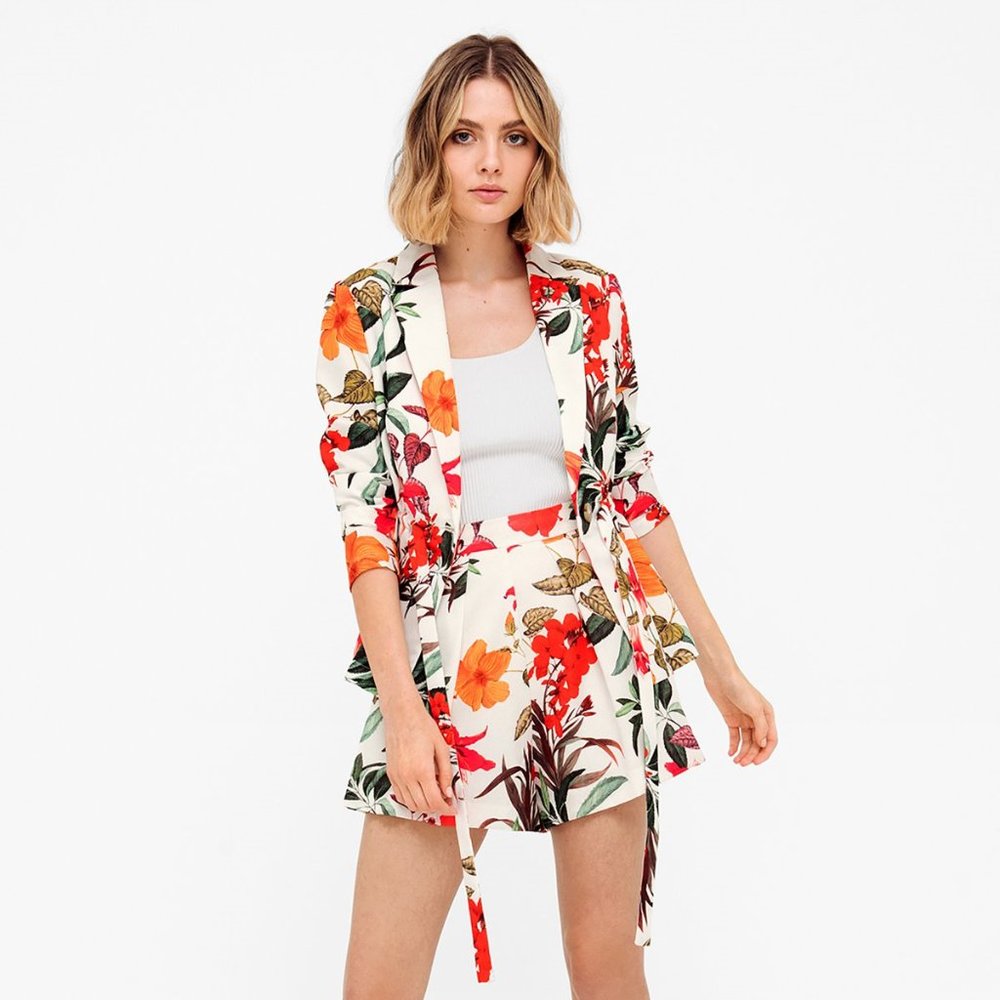 SHEIKE Tropicana White Floral Print Office Blazer Jacket - Picture 2 of 9